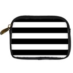 Horizontal Stripes - White and Black Digital Camera Leather Case