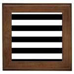 Horizontal Stripes - White and Black Framed Tile