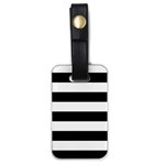 Horizontal Stripes - White and Black Luggage Tag (One Side)