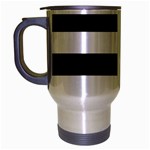 Horizontal Stripes - White and Black Travel Mug (Silver Gray)