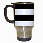 Horizontal Stripes - White and Black Travel Mug (White)