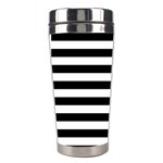 Horizontal Stripes - White and Black Stainless Steel Travel Tumbler