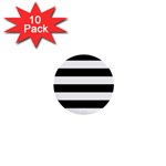 Horizontal Stripes - White and Black 1  Mini Button (10 pack)