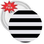 Horizontal Stripes - White and Black 3  Button (10 pack)