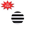 Horizontal Stripes - White and Black 1  Mini Magnet (10 pack)