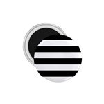 Horizontal Stripes - White and Black 1.75  Magnet
