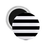 Horizontal Stripes - White and Black 2.25  Magnet