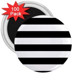 Horizontal Stripes - White and Black 3  Magnet (100 pack)