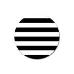 Horizontal Stripes - White and Black Magnet 3  (Round)