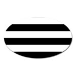 Horizontal Stripes - White and Black Magnet (Oval)