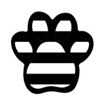 Horizontal Stripes - White and Black Magnet (Paw Print)