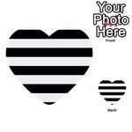 Horizontal Stripes - White and Black Multi-purpose Cards (Heart)