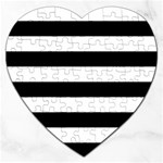 Horizontal Stripes - White and Black Jigsaw Puzzle (Heart)