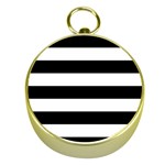Horizontal Stripes - White and Black Gold Compass
