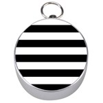 Horizontal Stripes - White and Black Silver Compass