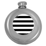 Horizontal Stripes - White and Black Hip Flask (5 oz)