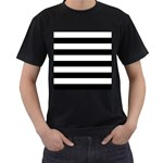 Horizontal Stripes - White and Black Men s T-Shirt (Black)