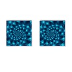 Glossy Light Blue Spiral Fractal Cufflinks (Square)