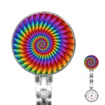 Psychedelic Rainbow Spiral Stainless Steel Nurses Watch