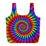 Psychedelic Rainbow Spiral Full Print Recycle Bag (L)