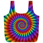Psychedelic Rainbow Spiral Full Print Recycle Bag (XL)