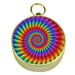 Psychedelic Rainbow Spiral Gold Compass