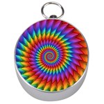 Psychedelic Rainbow Spiral Silver Compass