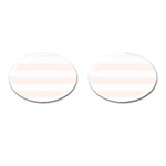 Horizontal Stripes - White and Seashell Cufflinks (Oval)