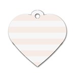 Horizontal Stripes - White and Seashell Dog Tag Heart (One Side)