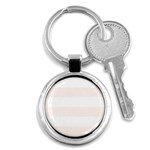 Horizontal Stripes - White and Seashell Key Chain (Round)