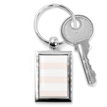 Horizontal Stripes - White and Seashell Key Chain (Rectangle)