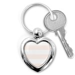 Horizontal Stripes - White and Seashell Key Chain (Heart)