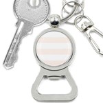 Horizontal Stripes - White and Seashell Bottle Opener Key Chain
