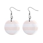 Horizontal Stripes - White and Seashell 1  Button Earrings
