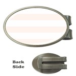 Horizontal Stripes - White and Seashell Money Clip (Oval)
