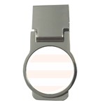 Horizontal Stripes - White and Seashell Money Clip (Round)
