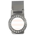 Horizontal Stripes - White and Seashell Money Clip (CZ)