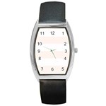 Horizontal Stripes - White and Seashell Barrel Style Metal Watch