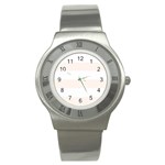 Horizontal Stripes - White and Seashell Stainless Steel Watch