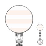 Horizontal Stripes - White and Seashell Stainless Steel Nurses Watch