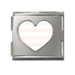 Horizontal Stripes - White and Seashell Mega Link Heart Italian Charm (18mm)