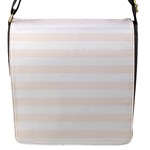 Horizontal Stripes - White and Seashell Flap Closure Messenger Bag (S)