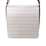 Horizontal Stripes - White and Seashell Flap Closure Messenger Bag (L)