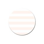 Horizontal Stripes - White and Seashell Magnet 3  (Round)