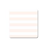 Horizontal Stripes - White and Seashell Magnet (Square)