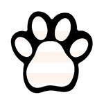 Horizontal Stripes - White and Seashell Magnet (Paw Print)