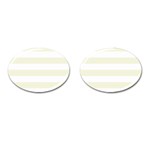 Horizontal Stripes - White and Beige Cufflinks (Oval)