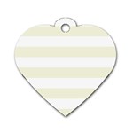 Horizontal Stripes - White and Beige Dog Tag Heart (One Side)