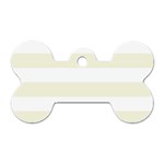 Horizontal Stripes - White and Beige Dog Tag Bone (Two Sides)