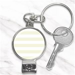 Horizontal Stripes - White and Beige Nail Clippers Key Chain